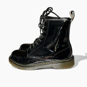 🌻NEW Dr. Martens 1460 Youth Patent Leather Lace-Up Boots Yellow Stitch Boots